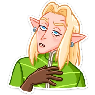 🧝 b6af299c эльф, мультяшный, персонаж, выражение, скучающий, блондинка, портрет telegram sticker