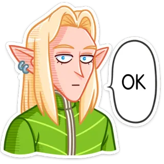 👌 b95669d6 OK Эльф, OK, Аниме, Наклейка, Мультфильм telegram sticker