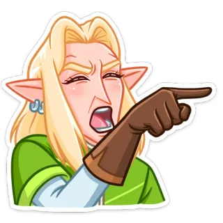 👉 c003e41a Эльф, Указывает, Злой, Фэнтези, Мем, Мультфильм, Персонаж telegram sticker