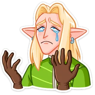 😭 cb60c7c1 эльф, мультфильм, плач, грустный, эмоции, персонаж, расстроенный telegram sticker