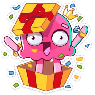 🎁 4d02be28 presente, festa, celebração, desenho animado, personagem, adesivo telegram sticker