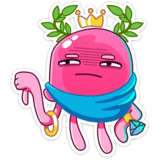 👎 5637cd00 Desenho animado, Polegar para baixo, Não gosto, Mancha rosa, Coroa, Desaprovação, Negativo telegram sticker