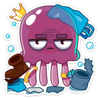 😐 b5ce7b1c água-viva, desenho animado, personagem, coroa, bota, triste, cansado telegram sticker