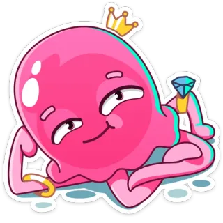 ☺️ ca56546b polvo, desenho animado, coroa, anel, noivado, fofo telegram sticker