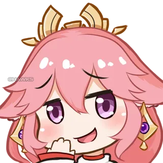 😏 41107a51 Yae Miko Genshin Impact @HAWKS อนิเมะ, เก็นชิน อิมแพ็ค, ยาเอะ มิโกะ, ผมสีชมพู, จิบิ telegram sticker