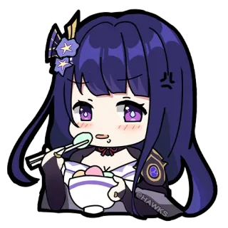 🤤 56215f13 Raiden Shogun Genshin Impact @HAWKS อนิเมะ, วิดีโอเกม, Genshin Impact, Raiden Shogun, จิบิ telegram sticker