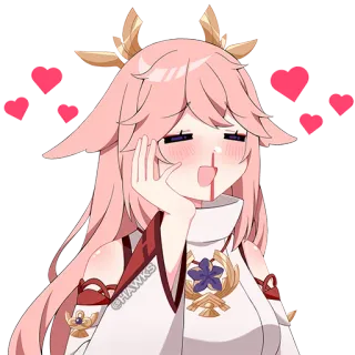 😍 838a42dc Yae Miko Genshin Impact อนิเมะ, วิดีโอเกม, น่ารัก, ไวฟุ telegram sticker