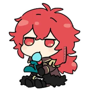 😐 c8e24900 Diluc Genshin Impact @HAWKS อนิเมะ, จิบิ, วิดีโอเกม, ผมสีแดง, คาวาอิ telegram sticker
