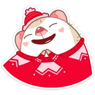 😀 57a3dfd1 かわいい, 動物, 冬, セーター, 帽子, アニメ telegram sticker