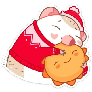 🤗 89081301 ハムスター, 太陽, ハグ, アニメ, 可愛い, 幸せ, 冬, 友情 telegram sticker