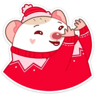😀 adc7c0f4 クマ, 冬, クリスマス, 帽子, セーター, かわいい, 漫画 telegram sticker