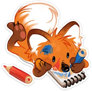 🦊 d4fa8412 狐狸, 绘画, 铅笔, 卡通, 动物, 可爱, 艺术, 素描 whatsapp sticker