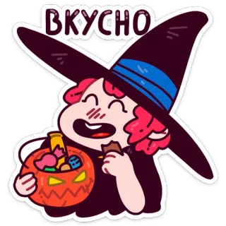 🍭 76f15645 Вкусно witch, halloween, candy, pumpkin, cute, food, delicious whatsapp sticker