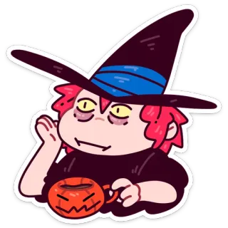 🤔 97ab1ee5 witch, halloween, pumpkin, cartoon, cute, magic, character whatsapp sticker