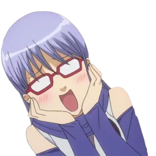😊 65ed2c7b anime, girl, glasses, happy, excited whatsapp sticker