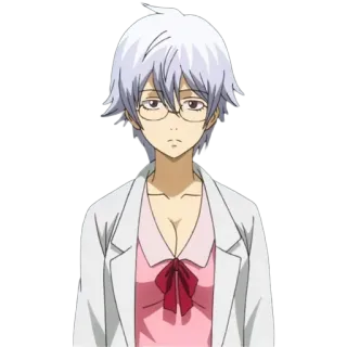 😁 be31e98f anime, woman, scientist, glasses, white hair whatsapp sticker