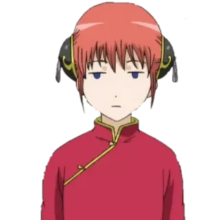 😐 3c7e78c3 Kagura Gintama Anime, Personaje, Kagura, Gintama, pelo rojo, moños whatsapp sticker