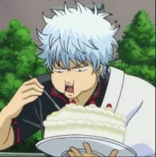 🧊 ae7a01e0 Sakata Gintoki Gintama Anime, Mangá, Comendo, Bolo, Engraçado, Sakata Gintoki telegram sticker