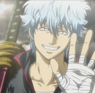 🧊 d4b0c636 Sakata Gintoki Gintama anime, mangá, personagem, sorrindo, espada telegram sticker