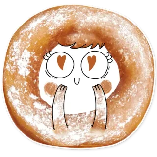 😍 bdbce70c 도넛, 도넛, 귀여운, 눈, 달콤한, 슈가파우더, 만화, 음식 telegram sticker
