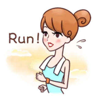 🏃 37986db8 Run! Laufen, Training, Frau, Fitness, Sport, Cartoon telegram sticker