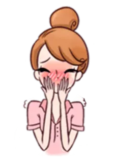 ☺️ 3dfa83c6 Cartoon, Frau, Erröten, Niedlich, Entschuldigend telegram sticker