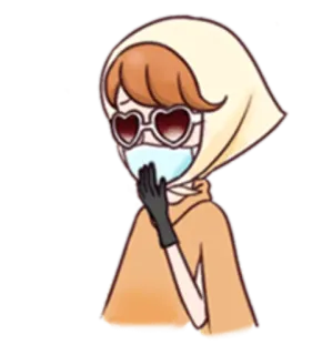 🙊 79b82d35 Cartoon, Frau, Maske, Brille, Schal, Handschuhe telegram sticker