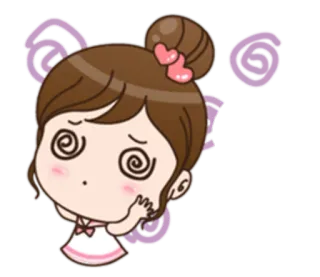 😵 c94cffb9 Cartoon, schwindelig, krank, animiert, Figur, Mädchen telegram sticker