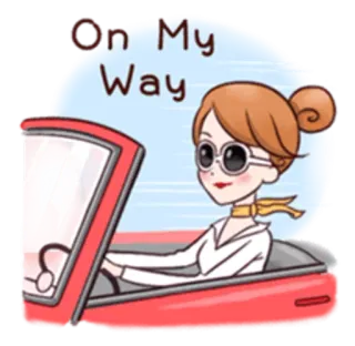 🚗 f1ca4d62 On My Way Frau, Auto, Fahren, Cartoon, Illustration, Unterwegs telegram sticker