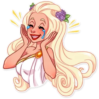 😂 47e2a1a5 mujer, rubia, dibujos animados, feliz, llorando, emociones, alegre whatsapp sticker