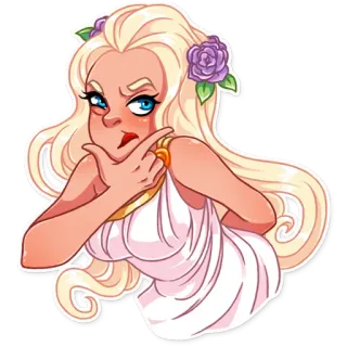 🤔 730d65e9 mujer, rubia, ilustración, pegatina, rosa, vestido whatsapp sticker