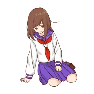 😔 01ff4d79 อนิเมะผู้หญิง, เศร้า, ชุดนักเรียน, นั่ง, ผู้หญิง, การ์ตูน telegram sticker