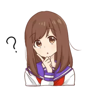 🤔 1b937819 สาวอนิเมะ, เครื่องหมายคำถาม, กำลังคิด, สงสัย, สติกเกอร์, การ์ตูน, ผู้หญิง telegram sticker