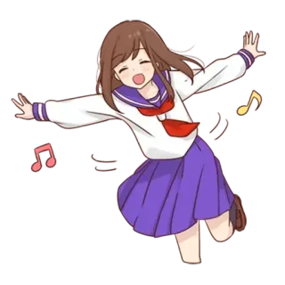 🎶 7f89a0e8 อนิเมะผู้หญิง, ชุดนักเรียน, น่ารัก, มีความสุข, ร่าเริง, โน้ตเพลง telegram sticker