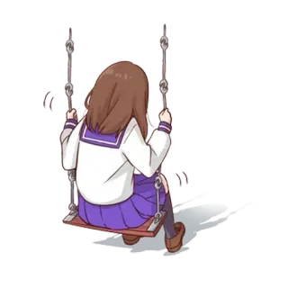 😞 a2684b47 ผู้หญิง, ชิงช้า, เศร้า, อนิเมะ, เหงา, ชุดนักเรียน telegram sticker