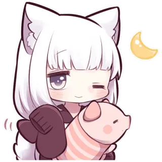 🥱 e2536e4b anime girl, cartoon, cute, pig, kawaii telegram sticker