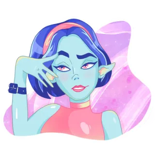 😩 29893ba8 mujer, chica, retrato, dibujo animado, personaje, arte digital whatsapp sticker