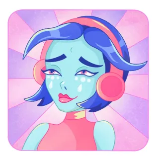 🎧 59a67818 Alien, Mujer, Personaje, Auriculares, Ilustración, Arte, Dibujos animados whatsapp sticker