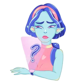 ❓ 7b776e60 pregunta, confundido, pensando, dibujo animado, personaje, signo de interrogación whatsapp sticker