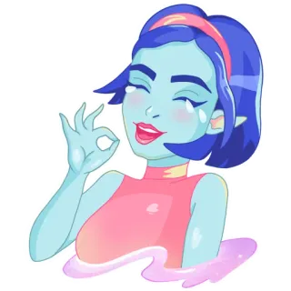 😂 855370fd mujer, dibujo animado, pegatina, gesto OK, chica whatsapp sticker