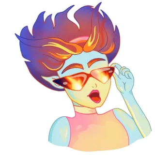 🔥 8b746979 personaje, gafas de sol, dibujos animados, ilustración, pegatina whatsapp sticker