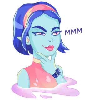 🤔 8c49952f MMM dibujo animado, personaje, morado, azul, aguamarina whatsapp sticker