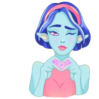 ❤️ fe87c7a5 chica, corazón, mujer, dibujos animados, lindo, guiño whatsapp sticker