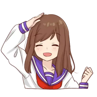 😅 617c1a9e Anime, Kreskówka, Dziewczyna, Uśmiech, Kawaii, Szczęśliwy whatsapp sticker