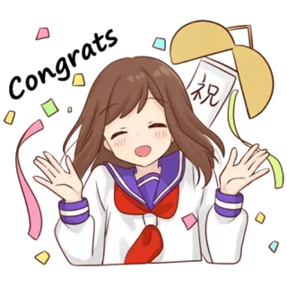 🥳 b7ad21c5 祝 Anime, Święto, Kawaii, Szczęśliwy, Kreskówka whatsapp sticker