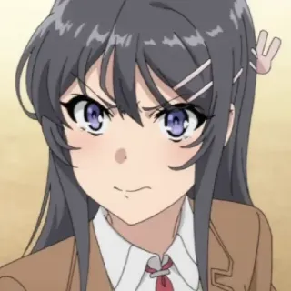 😡 6b2e647f Mai Sakurajima Rascal Does Not Dream of Bunny Girl Senpai Аниме, Девушка, Сакурадзима, Май, Bunny Girl Senpai, Милая, Серьезная, Аниме девушка telegram sticker