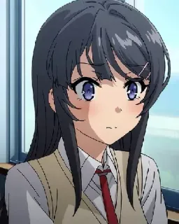 😟 fa6fcd49 Mai Sakurajima Rascal Does Not Dream of Bunny Girl Senpai Аниме, Девочка, Школьная форма, Милая, Сакурадзима, Май, Bunny Girl Senpai telegram sticker