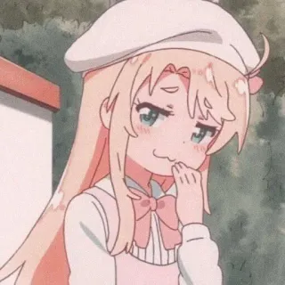 💘 44c9b410 chica anime, linda, dibujos animados, boina, presumida whatsapp sticker