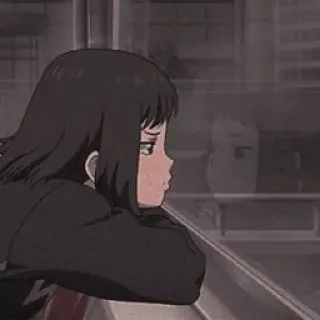 💘 b7ea3481 anime, chica, triste, ventana, contemplativa whatsapp sticker