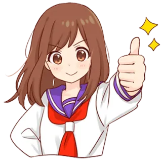 👍 ab562bf3 Аниме, Девочка, Школьная форма, Большой палец вверх, Позитив, Блестки telegram sticker